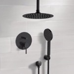 Remer SFH87 Matte Black Ceiling Rain Shower System with Handheld, Rainfall Shower Head, Shower Faucet Set